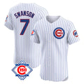 Boles C.Cubs #7 Dansby Swanson Player White 150th Anniversary Limited Elite Home Game Stitched Jerseys