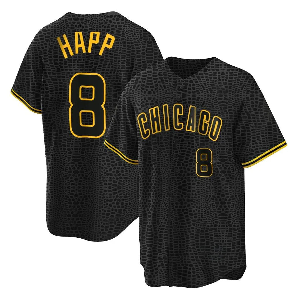 Boles C.Cubs #8 Ian Happ Player Black Snake Skin City Game Stitched Jerseys