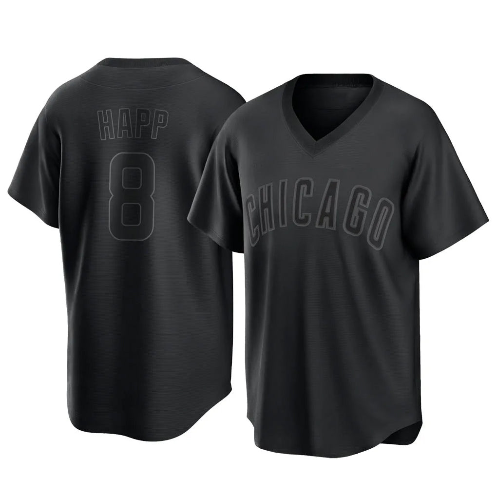 Boles C.Cubs #8 Ian Happ Player Black T-shirt Home Game Stitched Jerseys