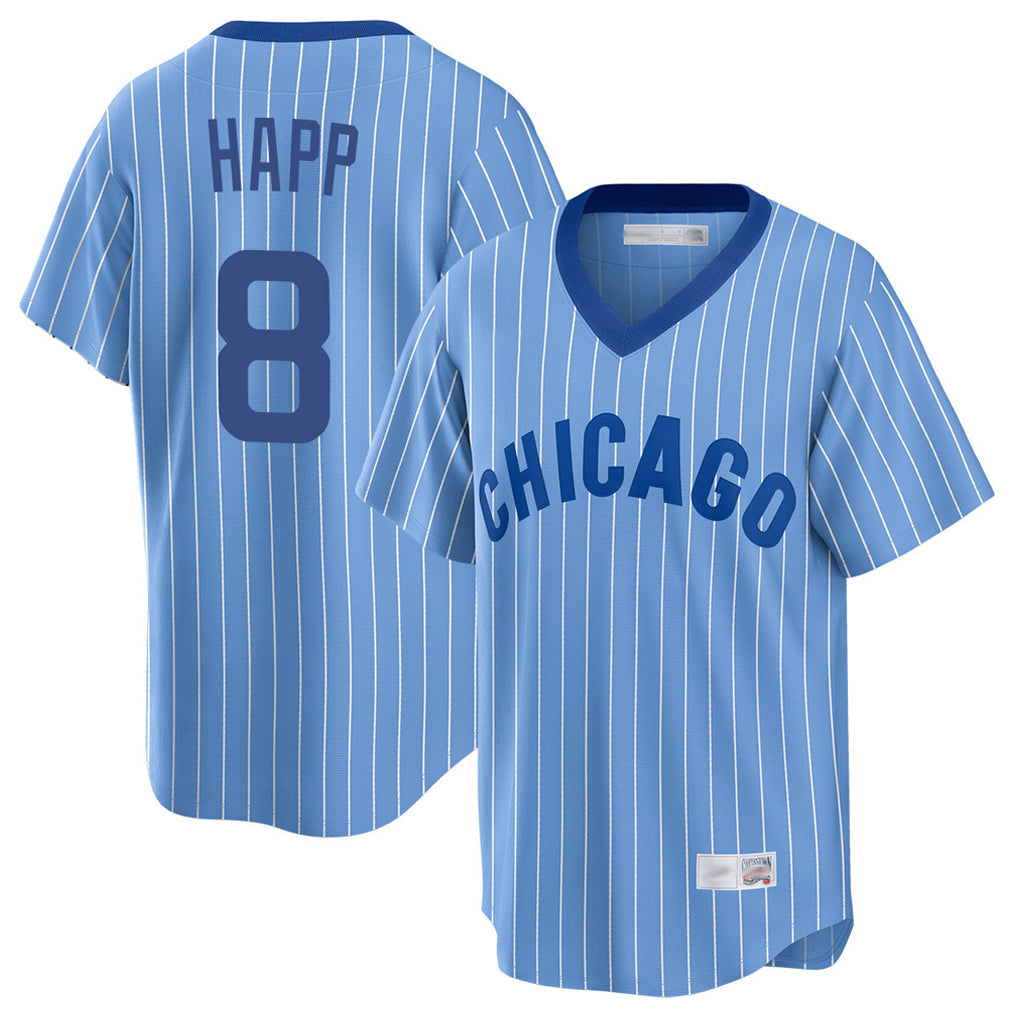 Boles C.Cubs #8 Ian Happ Player Blue T-shirt Cooperstown Collection Limited Stitched Jerseys