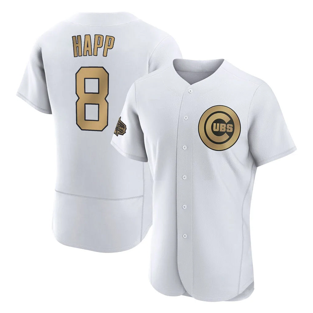 Boles C.Cubs #8 Ian Happ Player Gold All-Star Limited Elite Home Game Stitched Jerseys