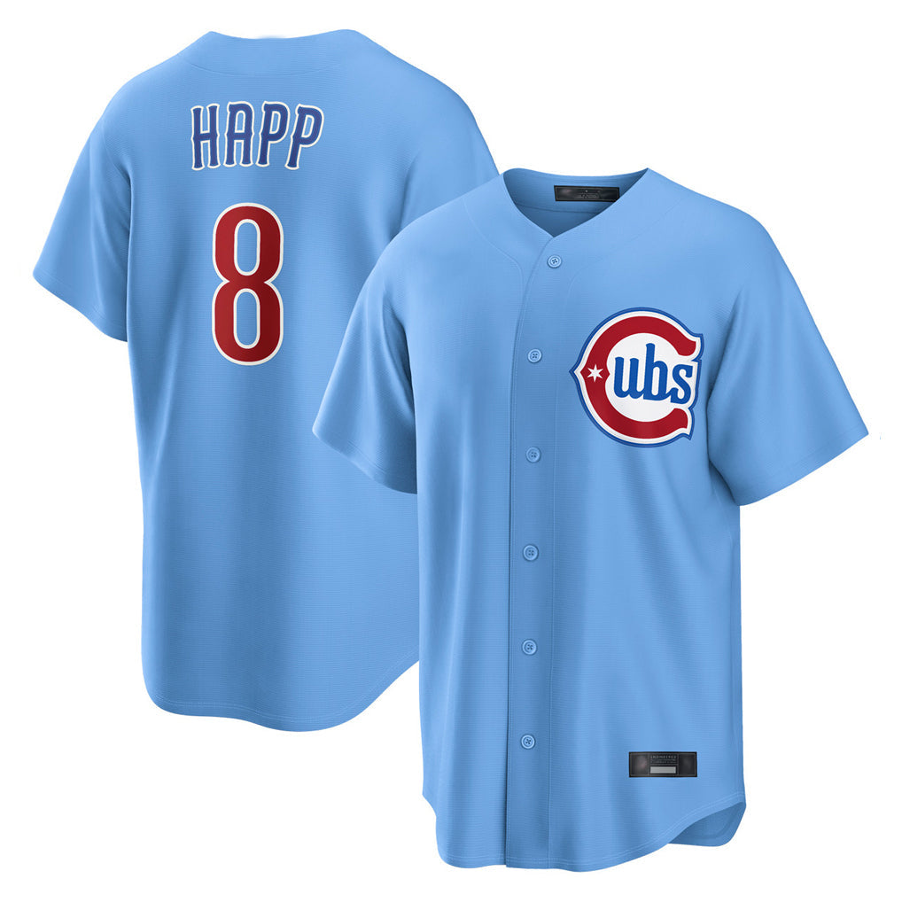 Boles C.Cubs #8 Ian Happ Player Light Blue Home Game Stitched Jerseys