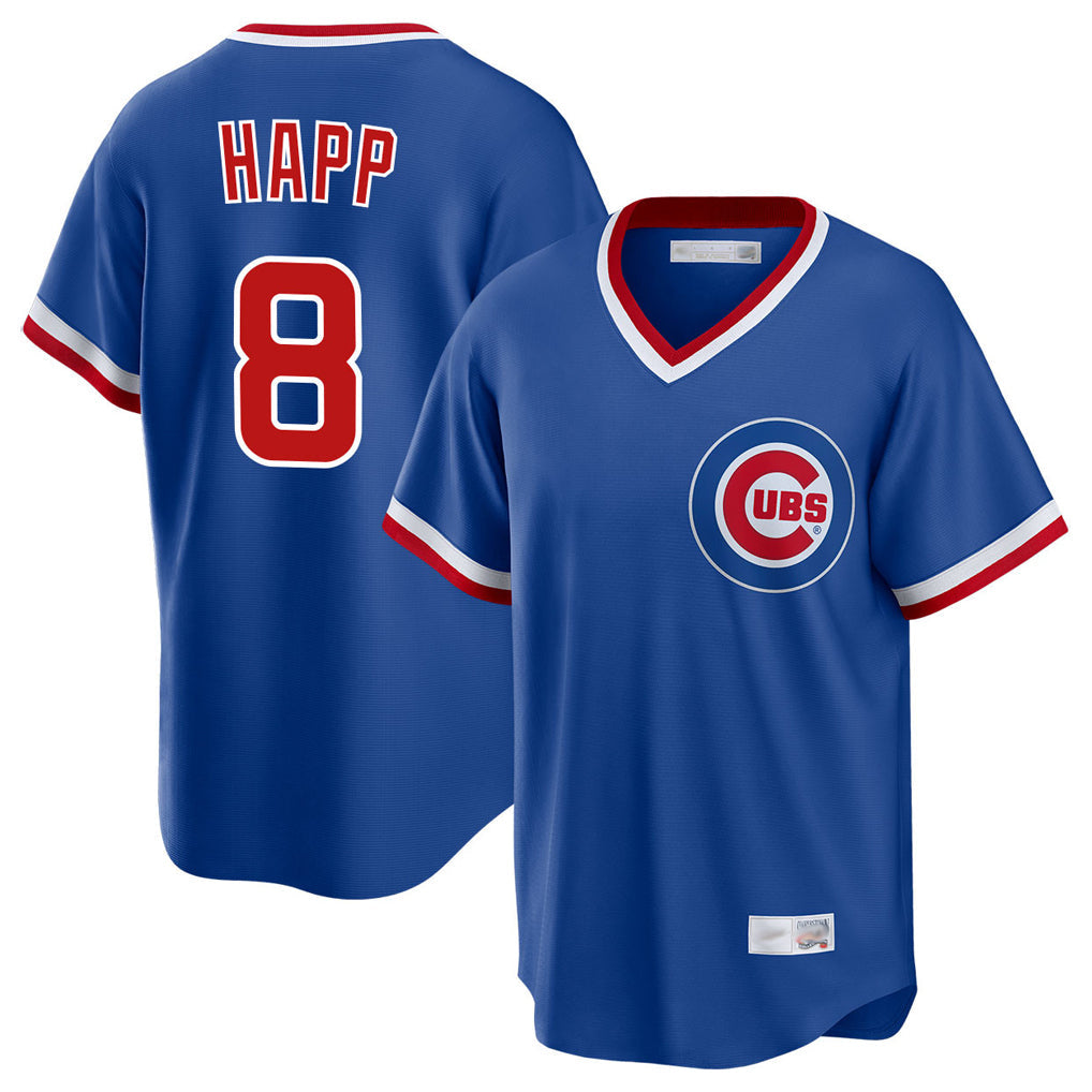 Boles C.Cubs #8 Ian Happ Player Royal T-shirt Cooperstown Collection Limited Stitched Jerseys