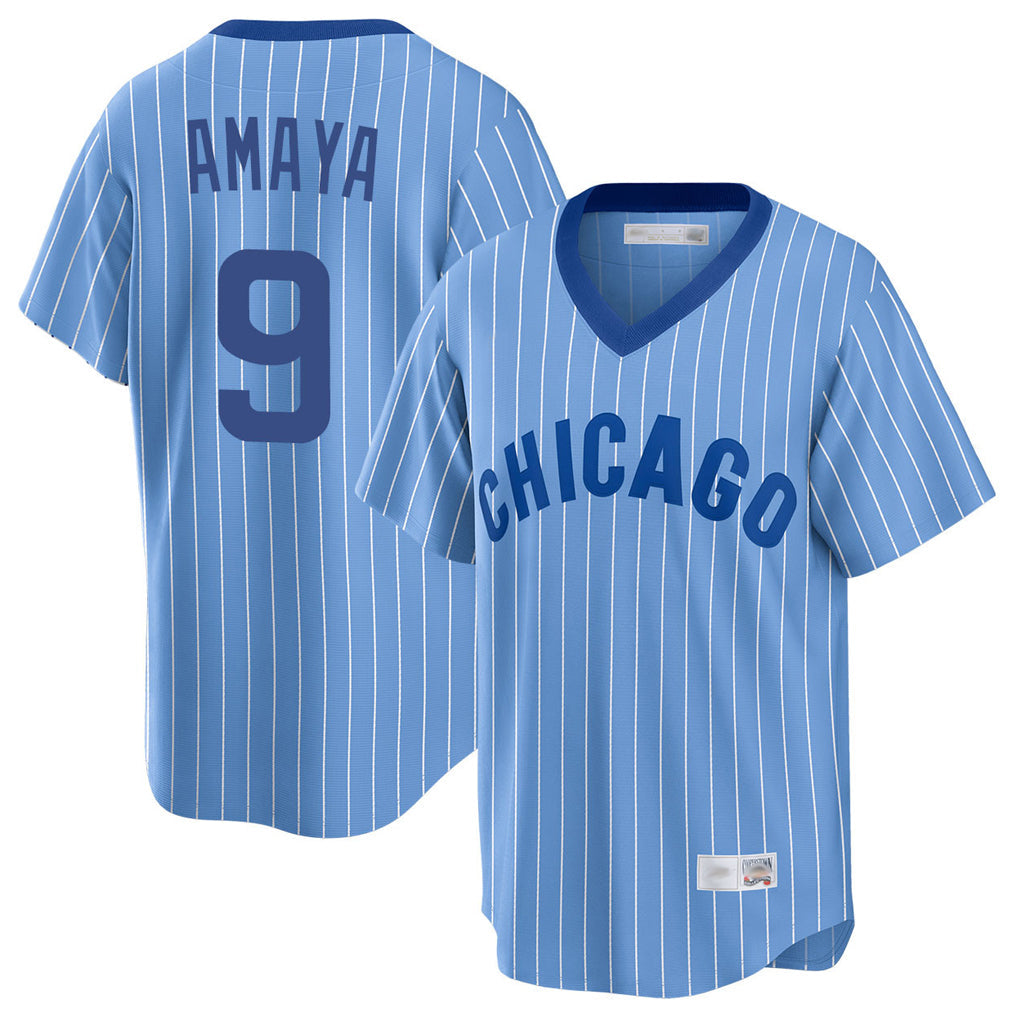 Boles C.Cubs #9 Miguel Amaya Player Blue T-shirt Cooperstown Collection Limited Stitched Jerseys