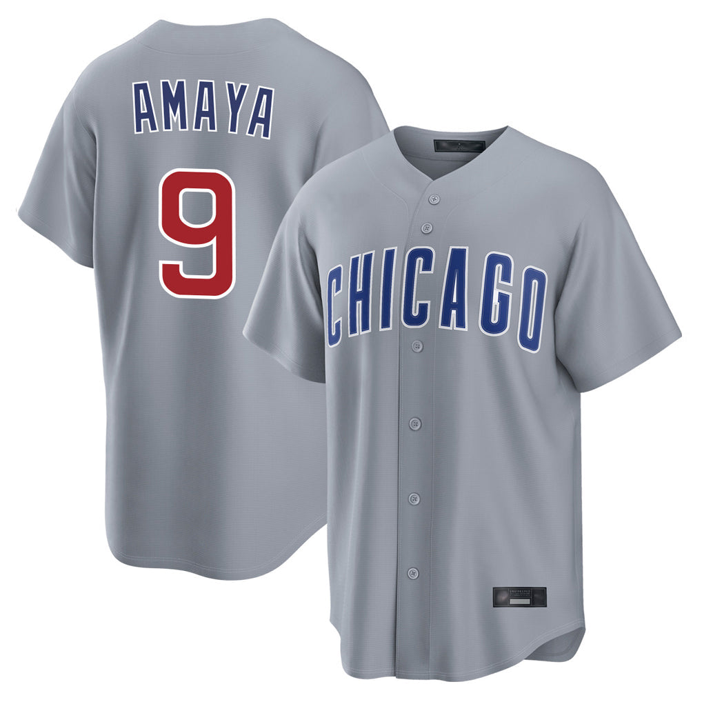 Boles C.Cubs #9 Miguel Amaya Player Gray Home Game Stitched Jerseys