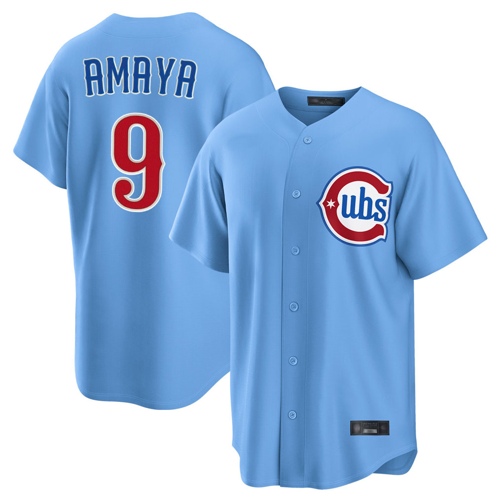 Boles C.Cubs #9 Miguel Amaya Player Light Blue Home Game Stitched Jerseys