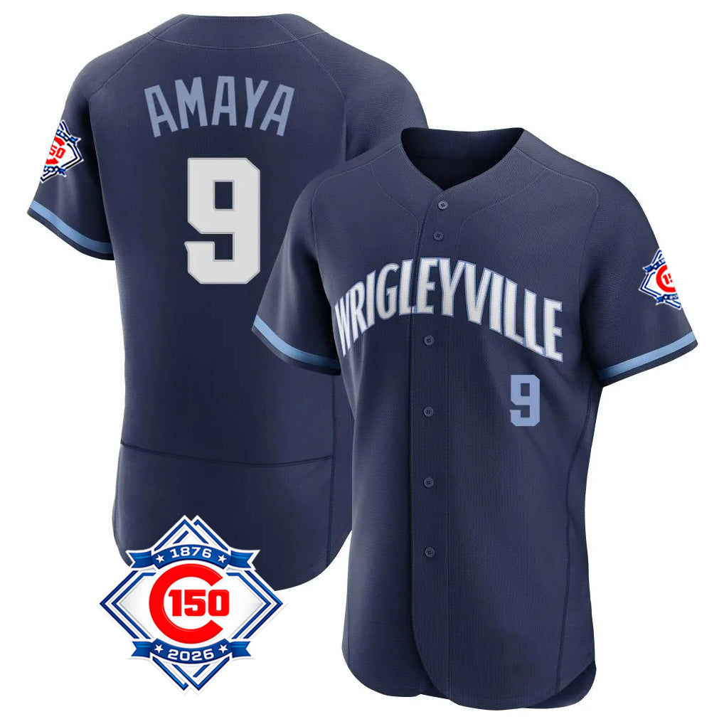 Boles C.Cubs #9 Miguel Amaya Player Navy City Connect 150th Anniversary Limited Elite Home Stitched Jerseys
