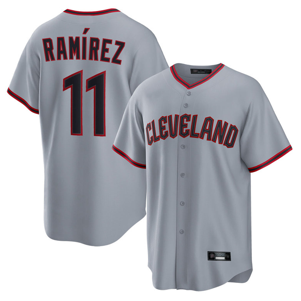 Boles C.Guardians #11 Jose Ramirez Player Gray Home Game Stitched Jerseys