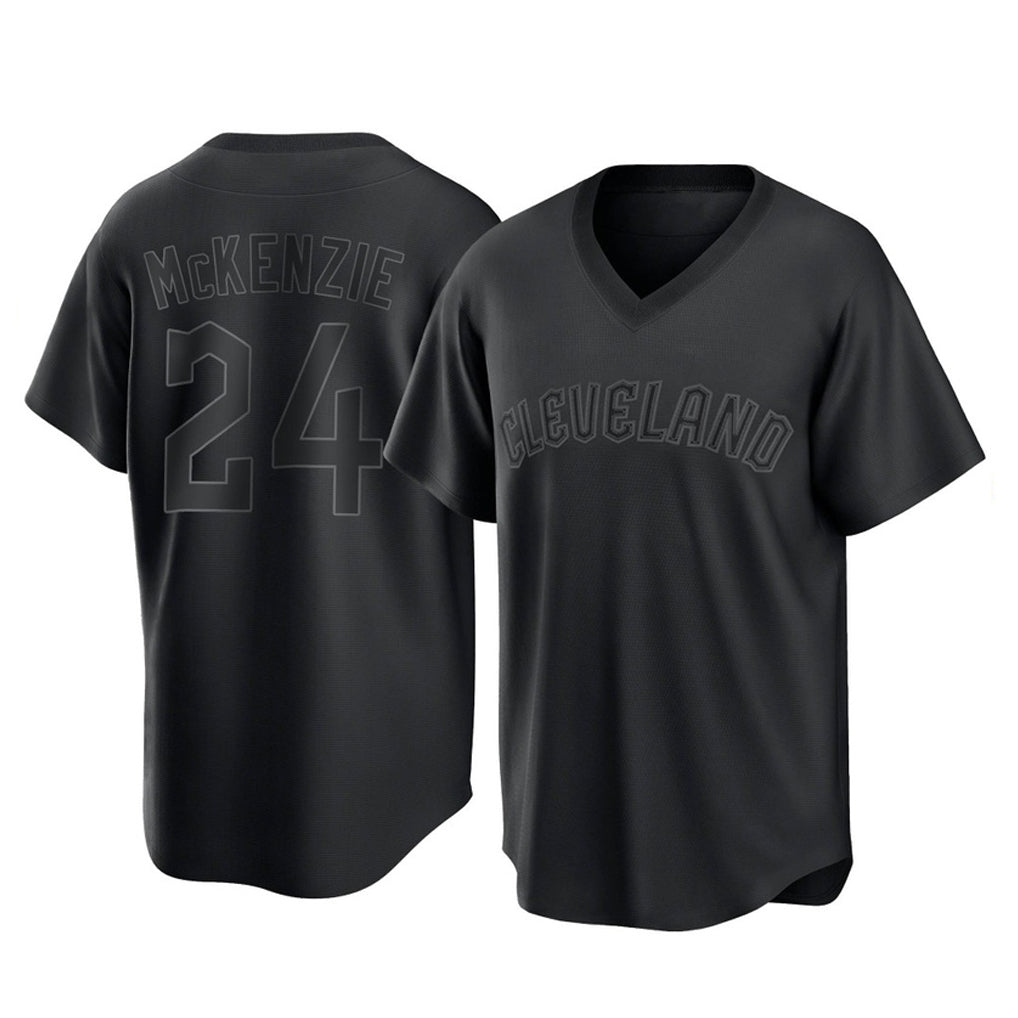 Boles C.Guardians #24 Triston McKenzie Player Black T-shirt Home Game Stitched Jerseys