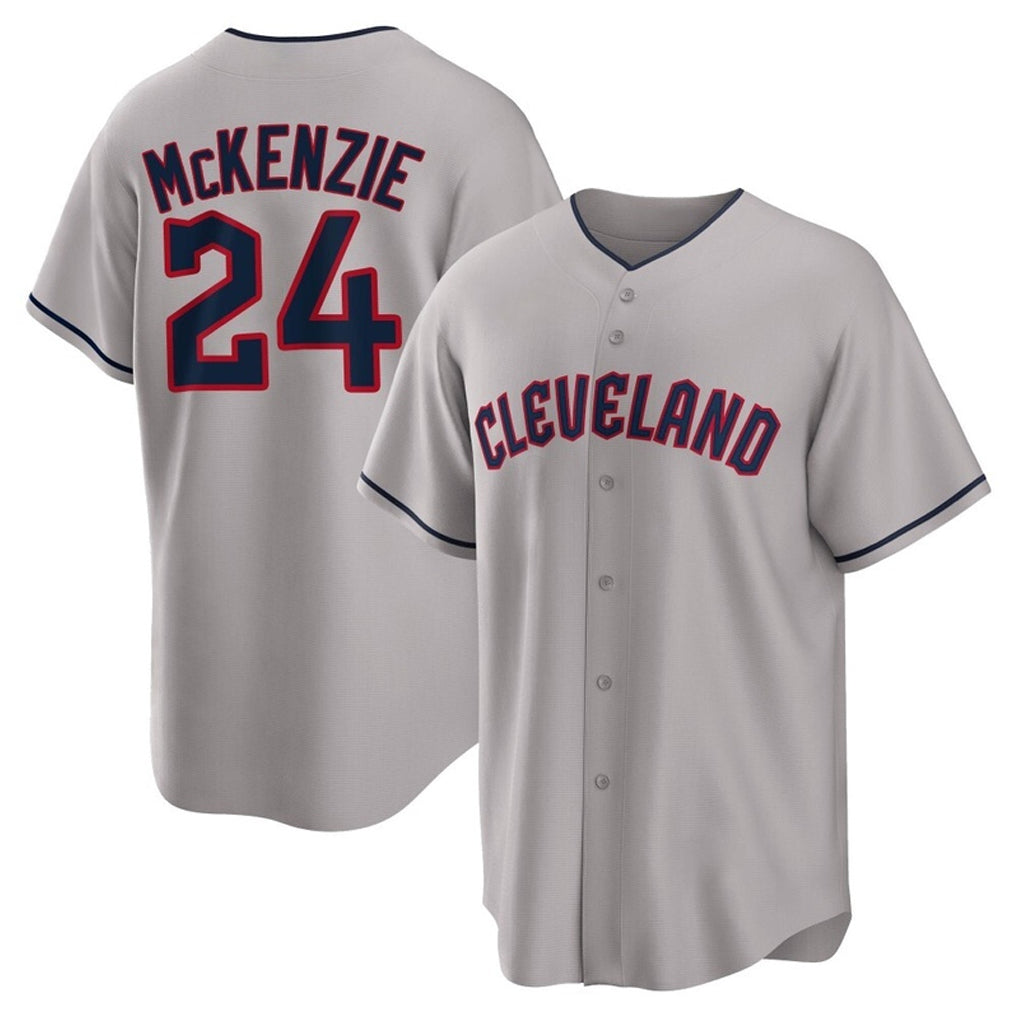 Boles C.Guardians #24 Triston McKenzie Player Gray Game Home Stitched Jerseys