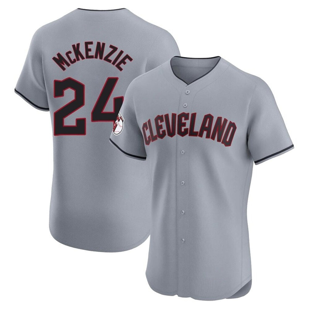 Boles C.Guardians #24 Triston McKenzie Player Gray Road Limited Elite Home Stitched Jerseys