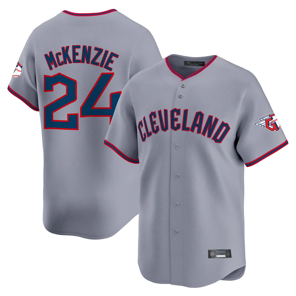 Boles C.Guardians #24 Triston McKenzie Player Gray Road Limited Home Game Stitched Jerseys