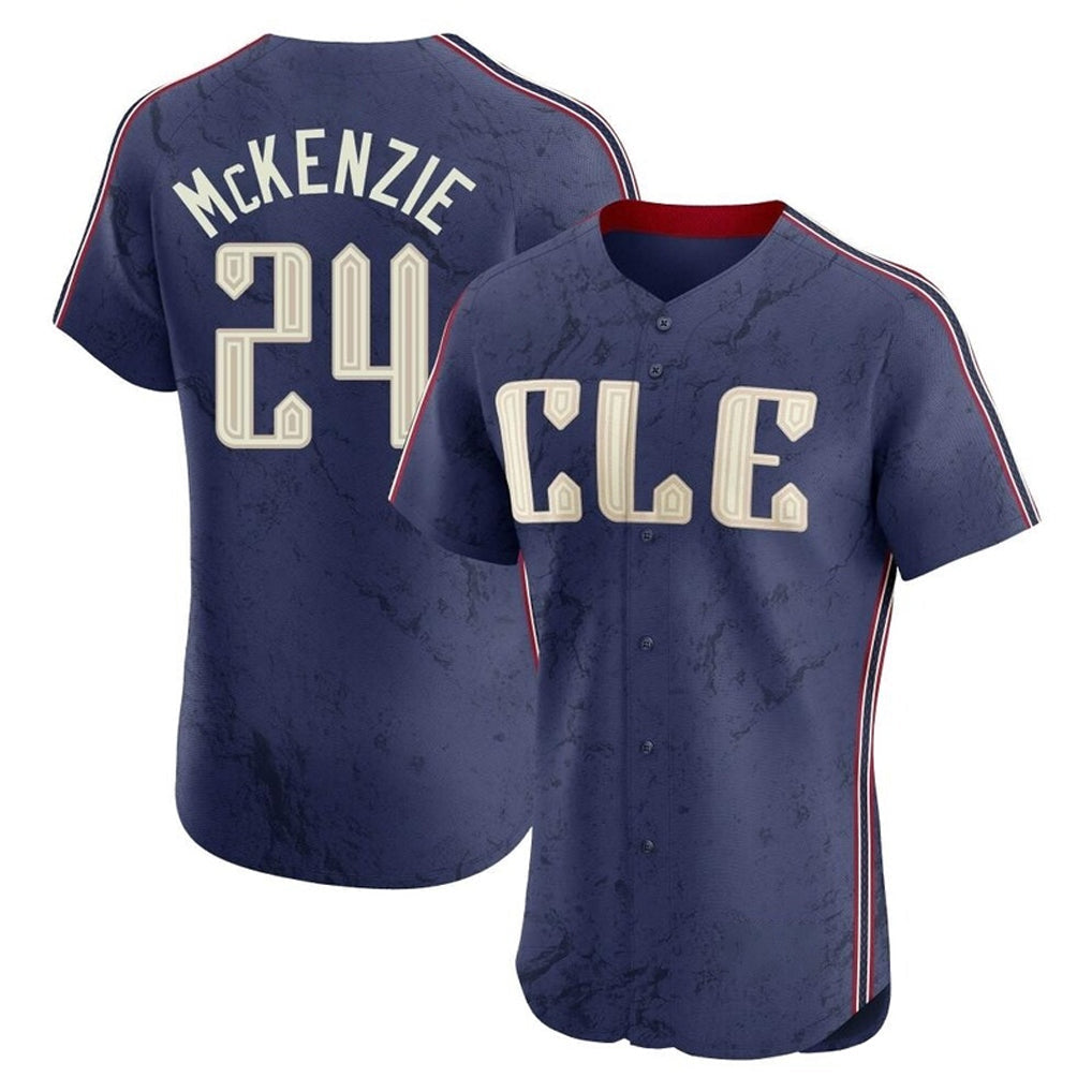 Boles C.Guardians #24 Triston McKenzie Player Navy City Connect Limited Elite Home Stitched Jerseys