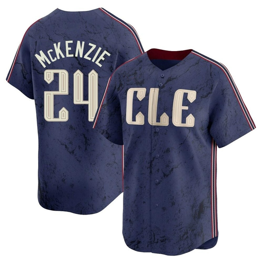 Boles C.Guardians #24 Triston McKenzie Player Navy City Connect Limited Home Stitched Jerseys