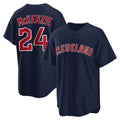 Boles C.Guardians #24 Triston McKenzie Player Navy Game Home Stitched Jerseys