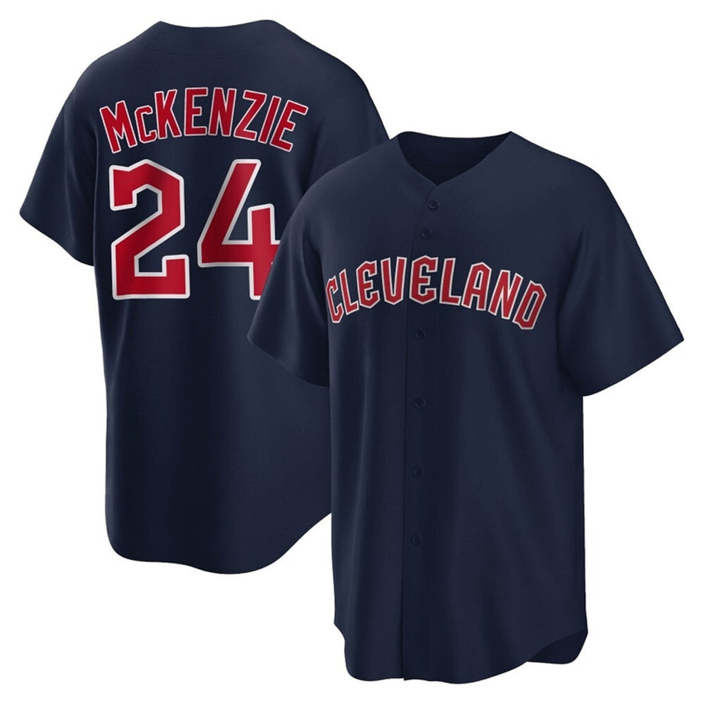 Boles C.Guardians #24 Triston McKenzie Player Navy Game Home Stitched Jerseys