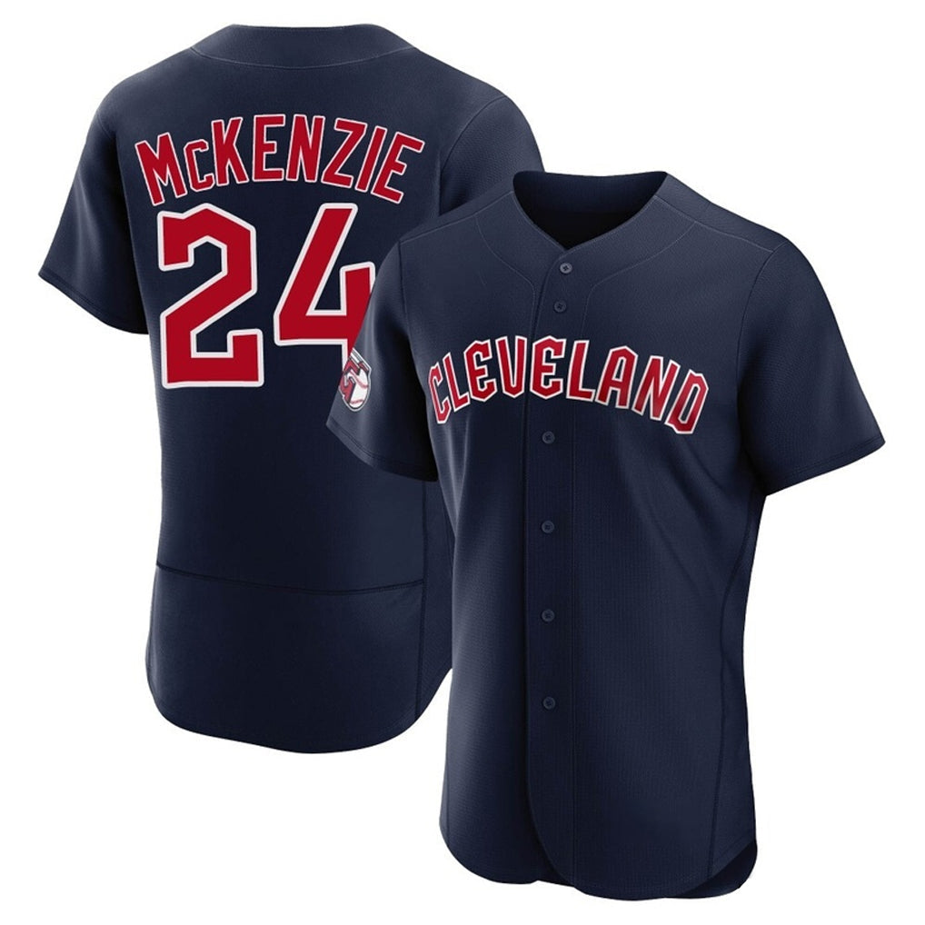 Boles C.Guardians #24 Triston McKenzie Player Navy Limited Elite Home Stitched Jerseys