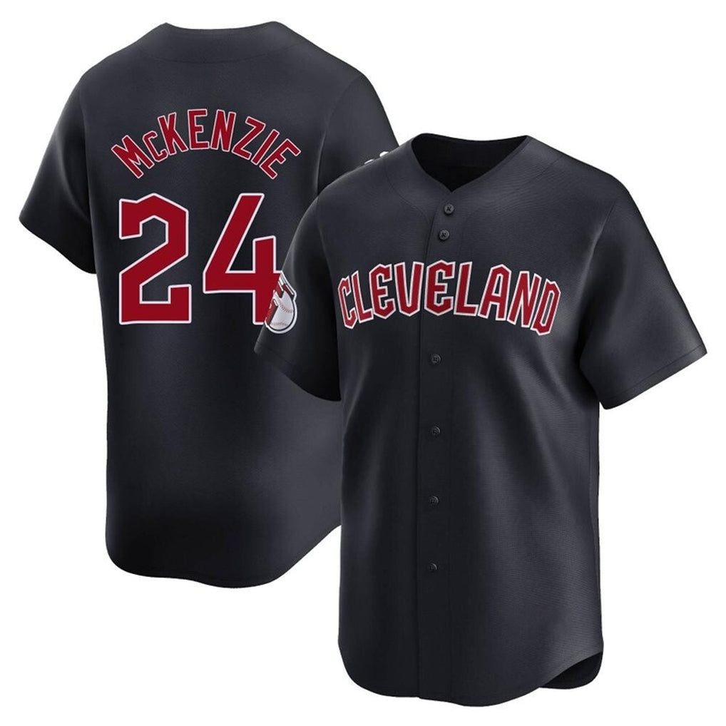 Boles C.Guardians #24 Triston McKenzie Player Navy Limited Home Game Stitched Jerseys