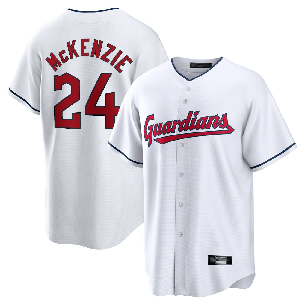 Boles C.Guardians #24 Triston McKenzie Player White Home Game Stitched Jerseys