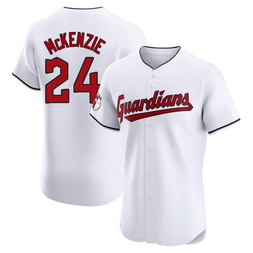 Boles C.Guardians #24 Triston McKenzie Player White Limited Elite Home Stitched Jerseys