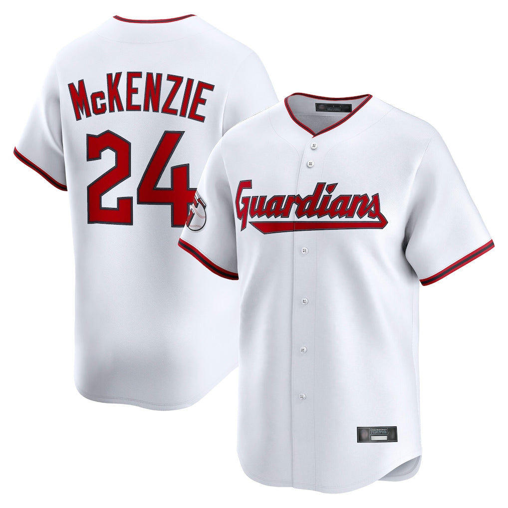 Boles C.Guardians #24 Triston McKenzie Player White Limited Home Game Stitched Jerseys