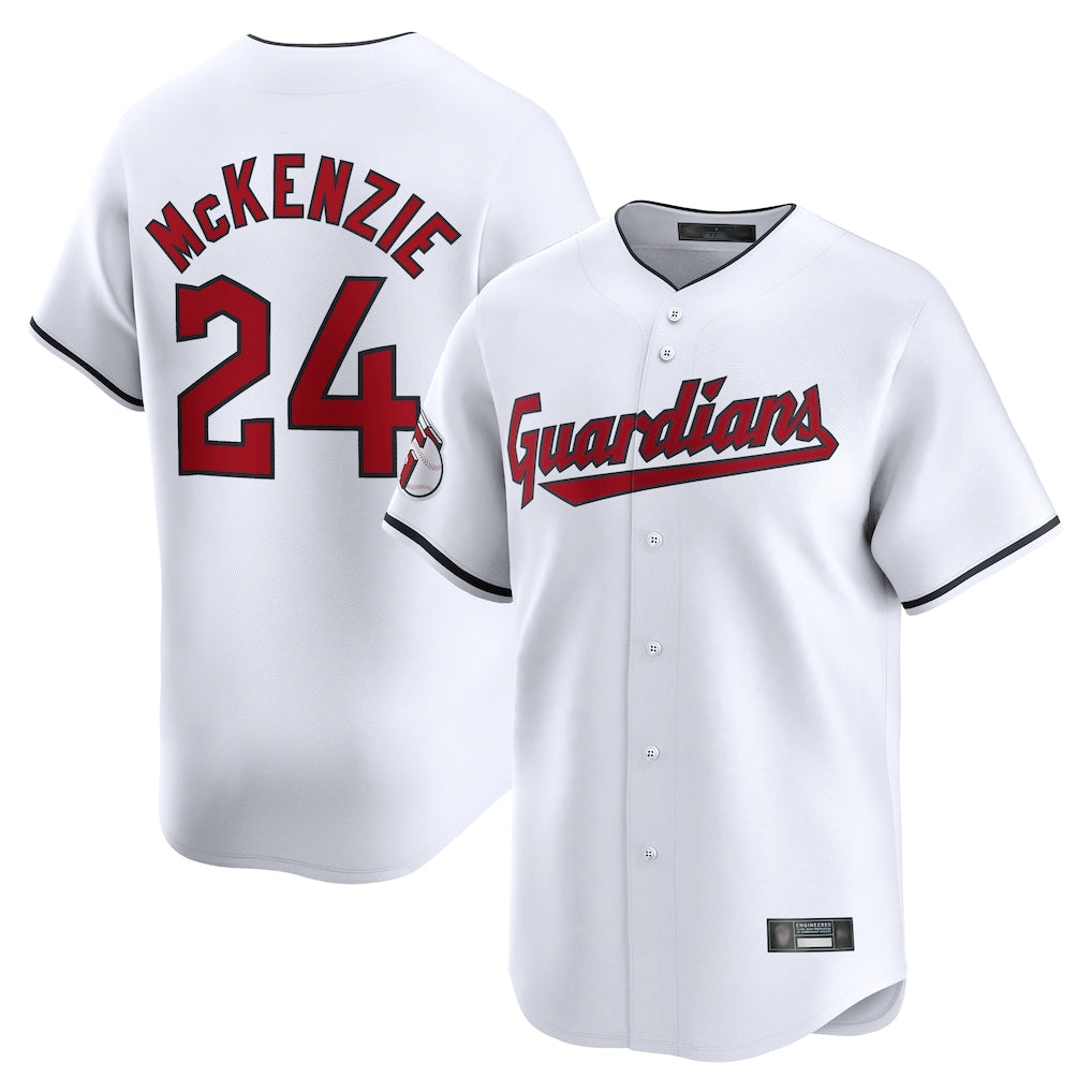 Boles C.Guardians #24 Triston McKenzie Player White Limited Home Stitched Jerseys