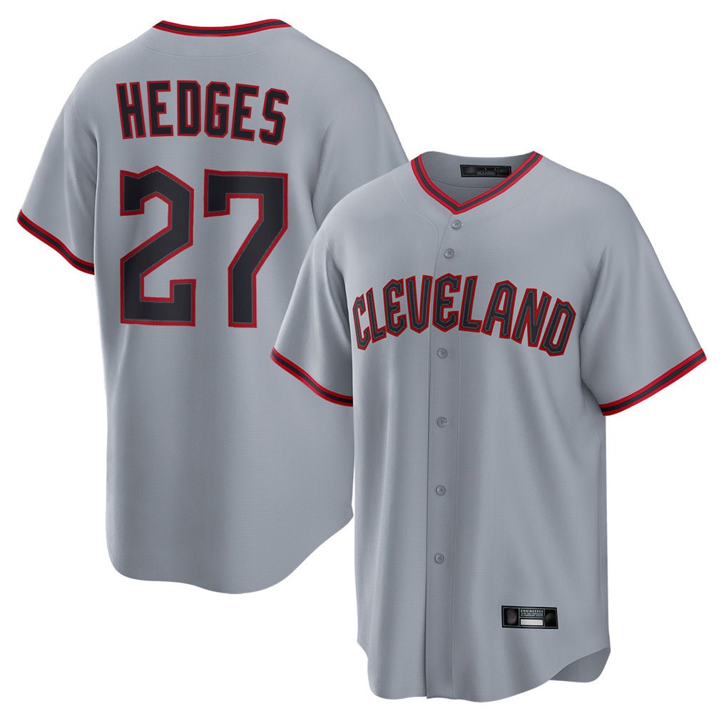 Boles C.Guardians #27 Austin Hedges Player Gray Home Game Stitched Jerseys