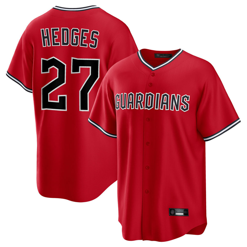 Boles C.Guardians #27 Austin Hedges Player Red Home Game Stitched Jerseys