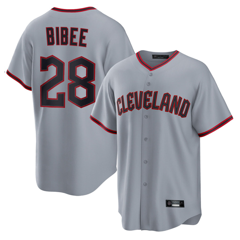 Boles C.Guardians #28 Tanner Bibee Player Gray Home Game Stitched Jerseys