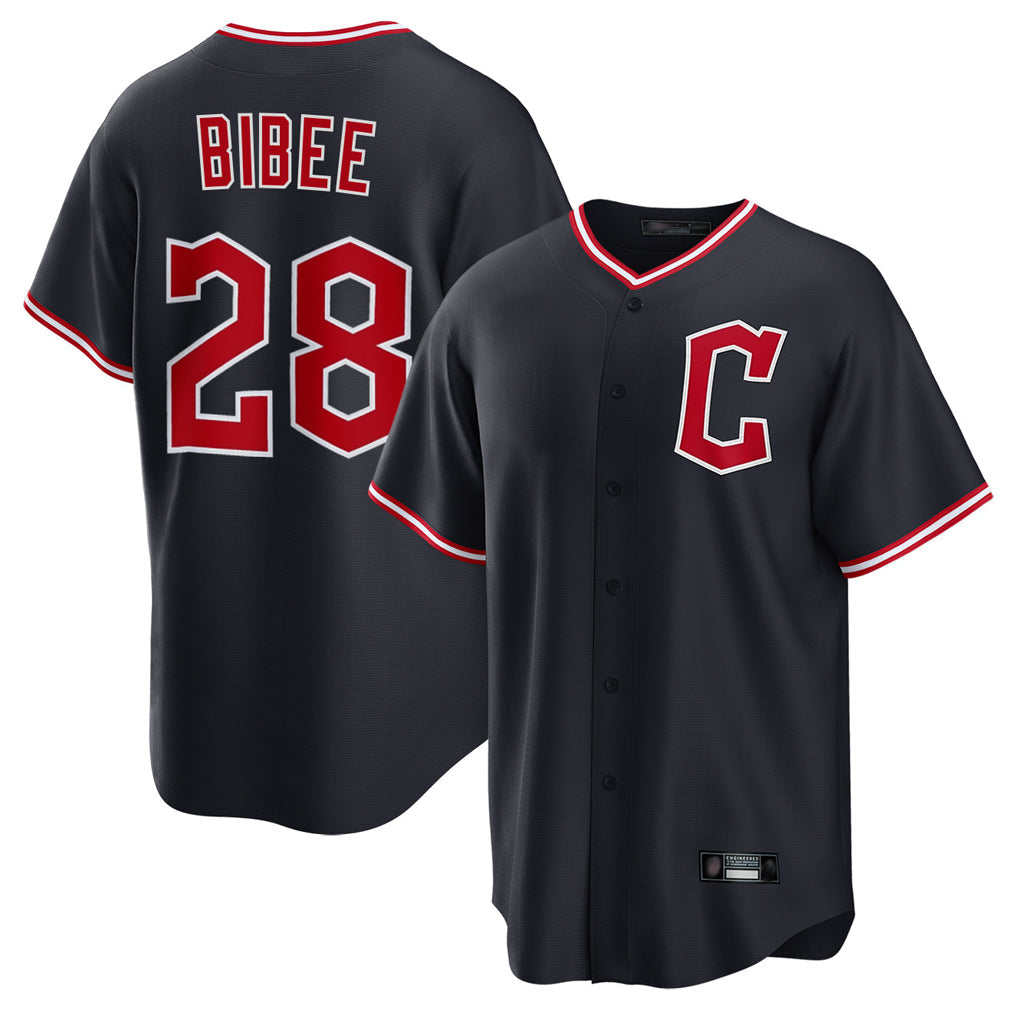 Boles C.Guardians #28 Tanner Bibee Player Navy Home Game Stitched Jerseys