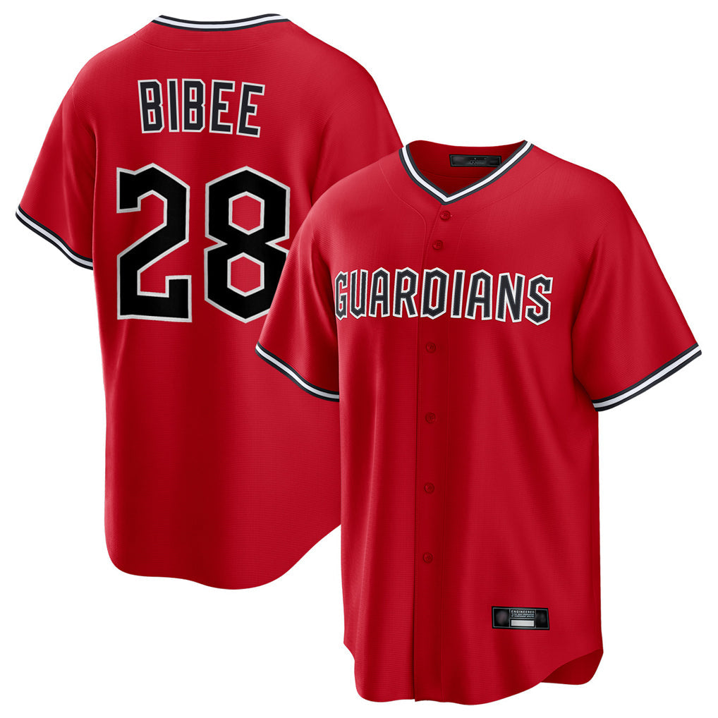 Boles C.Guardians #28 Tanner Bibee Player Red Home Game Stitched Jerseys