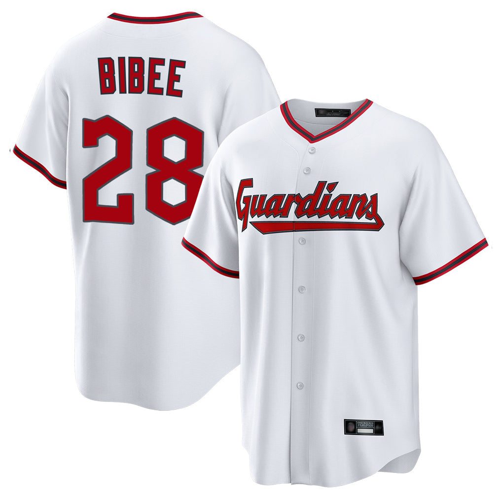 Boles C.Guardians #28 Tanner Bibee Player White Game Home Stitched Jerseys