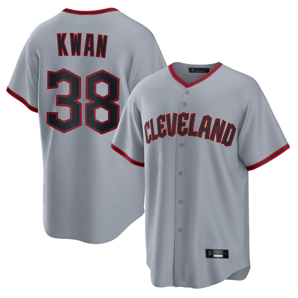 Boles C.Guardians #38 Steven Kwan Player Gray Home Game Stitched Jerseys