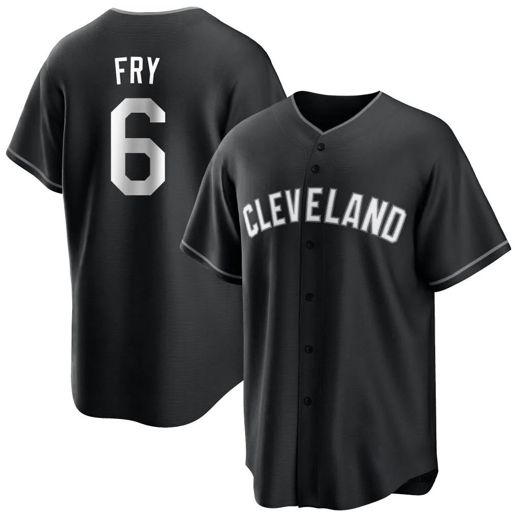 Boles C.Guardians #6 David Fry Player Black Home Game Stitched Jerseys