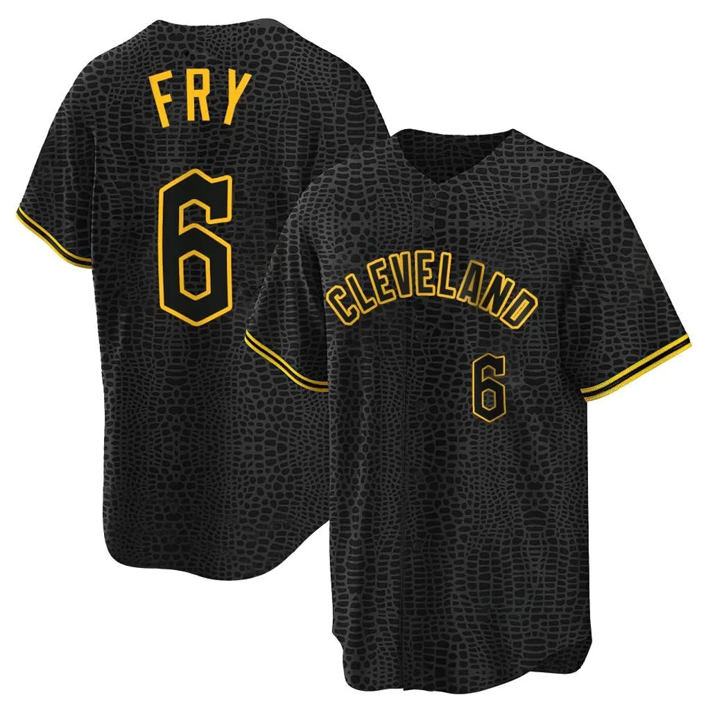 Boles C.Guardians #6 David Fry Player Black Snake Skin City Home Game Stitched Jerseys