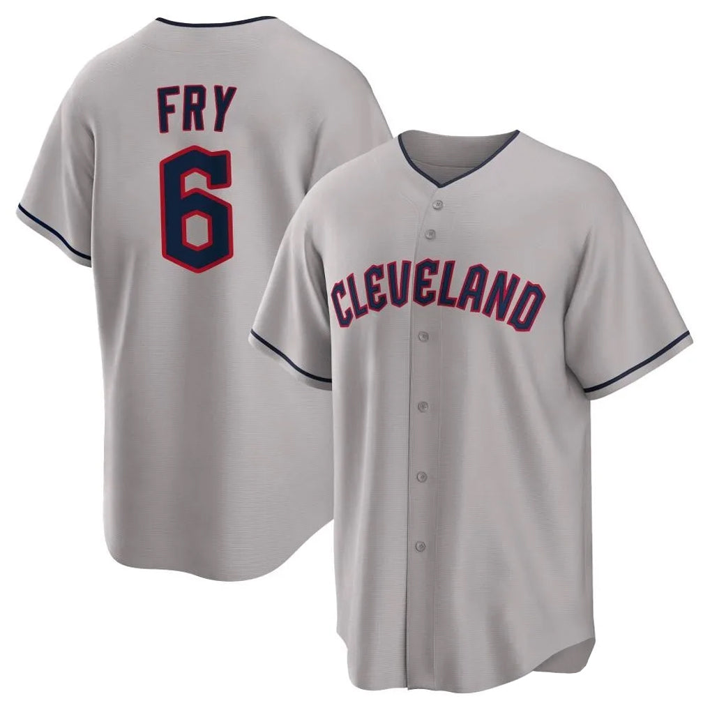 Boles C.Guardians #6 David Fry Player Gray Game Home Stitched Jerseys