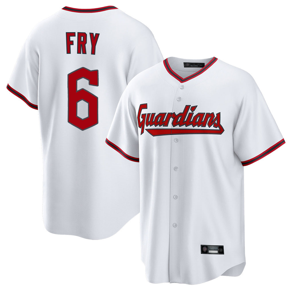 Boles C.Guardians #6 David Fry Player White Game Home Stitched Jerseys