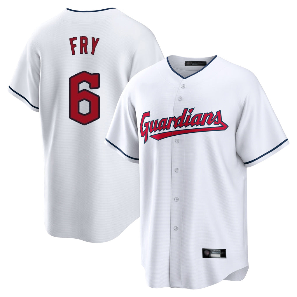 Boles C.Guardians #6 David Fry Player White Home Game Stitched Jerseys