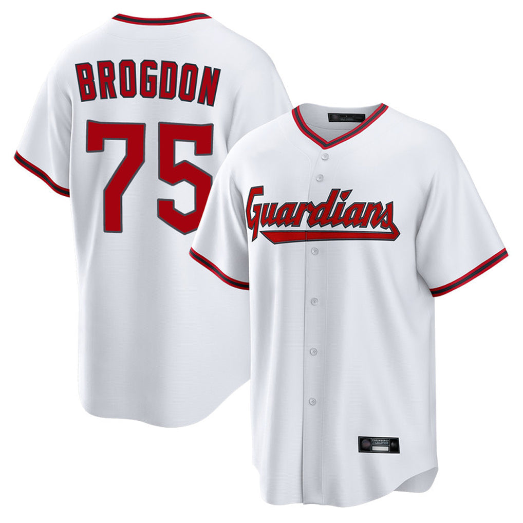 Boles C.Guardians #75 Connor Brogdon Player White Game Home Stitched Jerseys