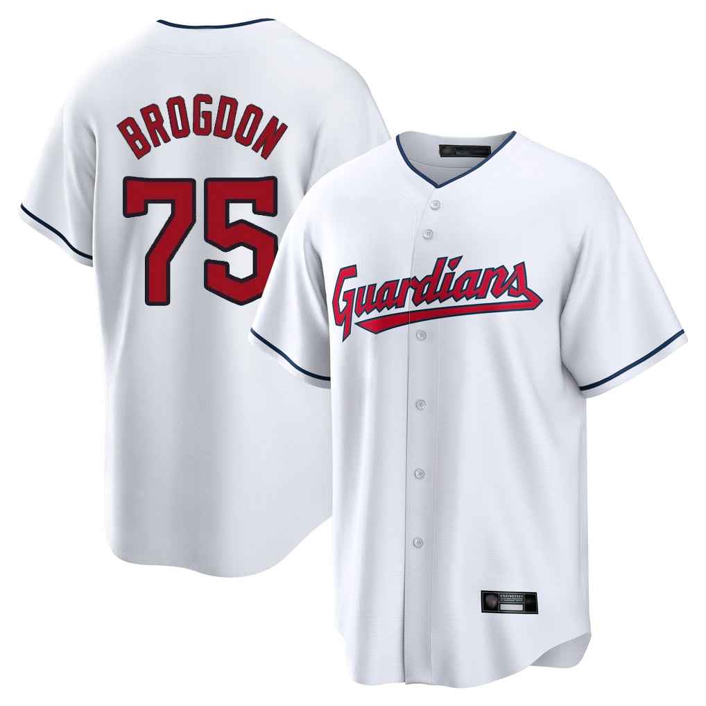 Boles C.Guardians #75 Connor Brogdon Player White Home Game Stitched Jerseys