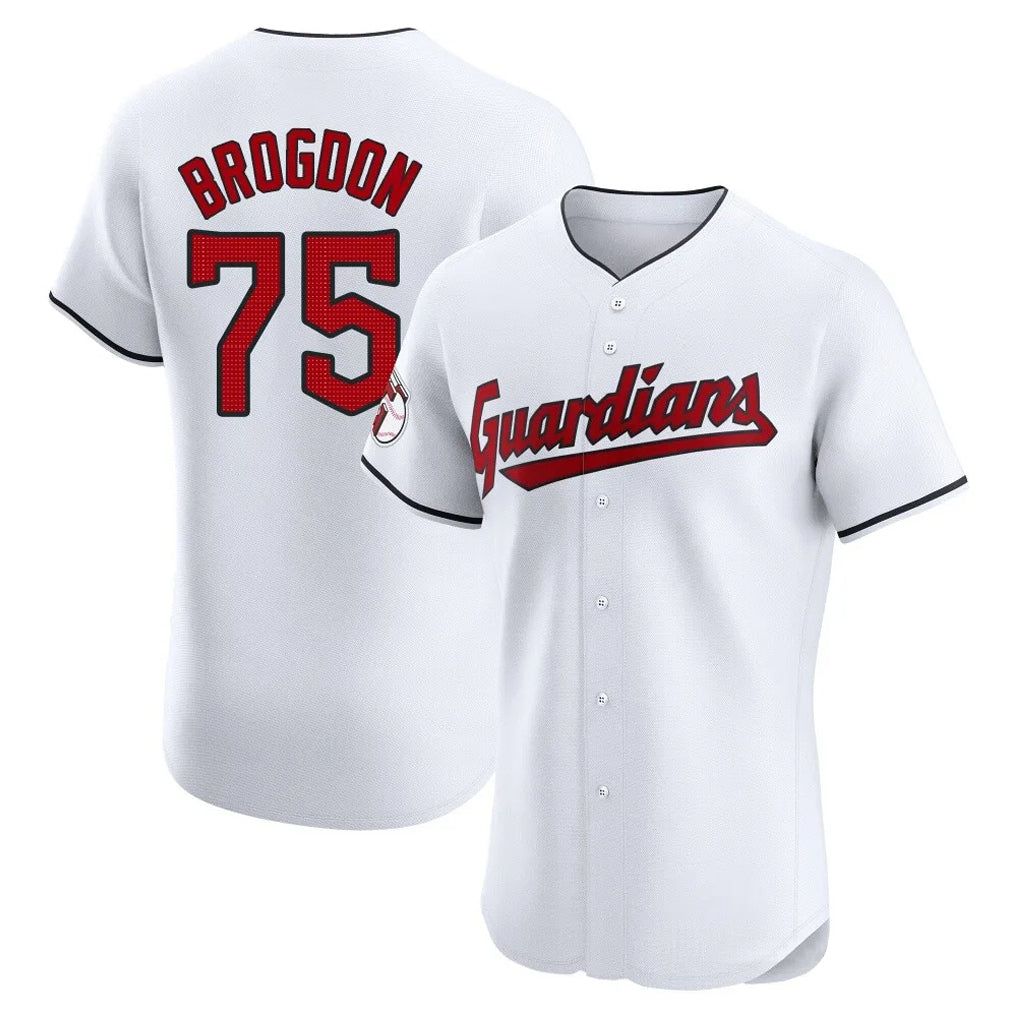 Boles C.Guardians #75 Connor Brogdon Player White Limited Elite Home Stitched Jerseys