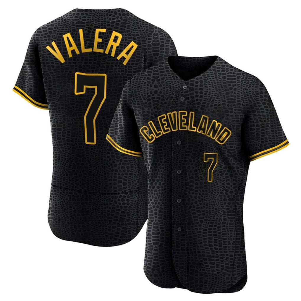 Boles C.Guardians #7 George Valera Player Black Snake Skin City Limited Elite Home Stitched Jerseys