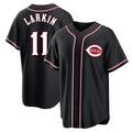 Boles C.Reds #11 Barry Larkin Player Black Fashion Out Home Game Stitched Jerseys