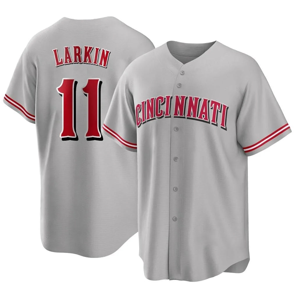 Boles C.Reds #11 Barry Larkin Player Gray Home Game Stitched Jerseys