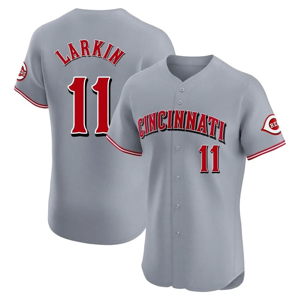 Boles C.Reds #11 Barry Larkin Player Gray Limited Elite Home Stitched Jerseys