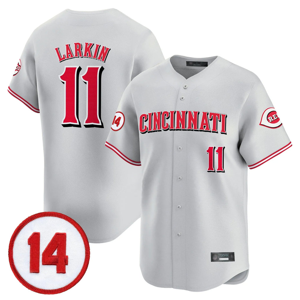 Boles C.Reds #11 Barry Larkin Player Gray Vapor Premier Limited Home Stitched Jerseys
