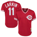 Boles C.Reds #11 Barry Larkin Player Mitchell & Ness Red Throwback Cooperstown Mesh T-shirt Game Stitched Jerseys