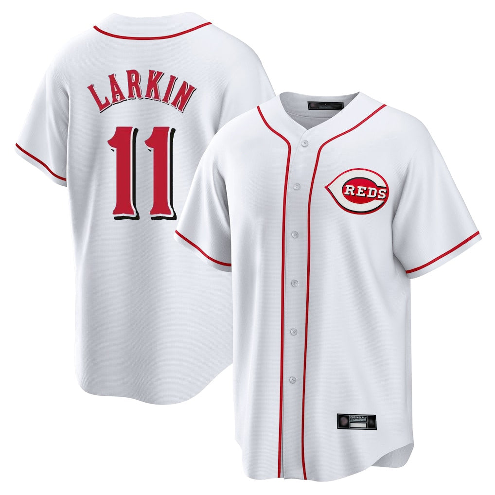 Boles C.Reds #11 Barry Larkin Player White Game Home Stitched Jerseys