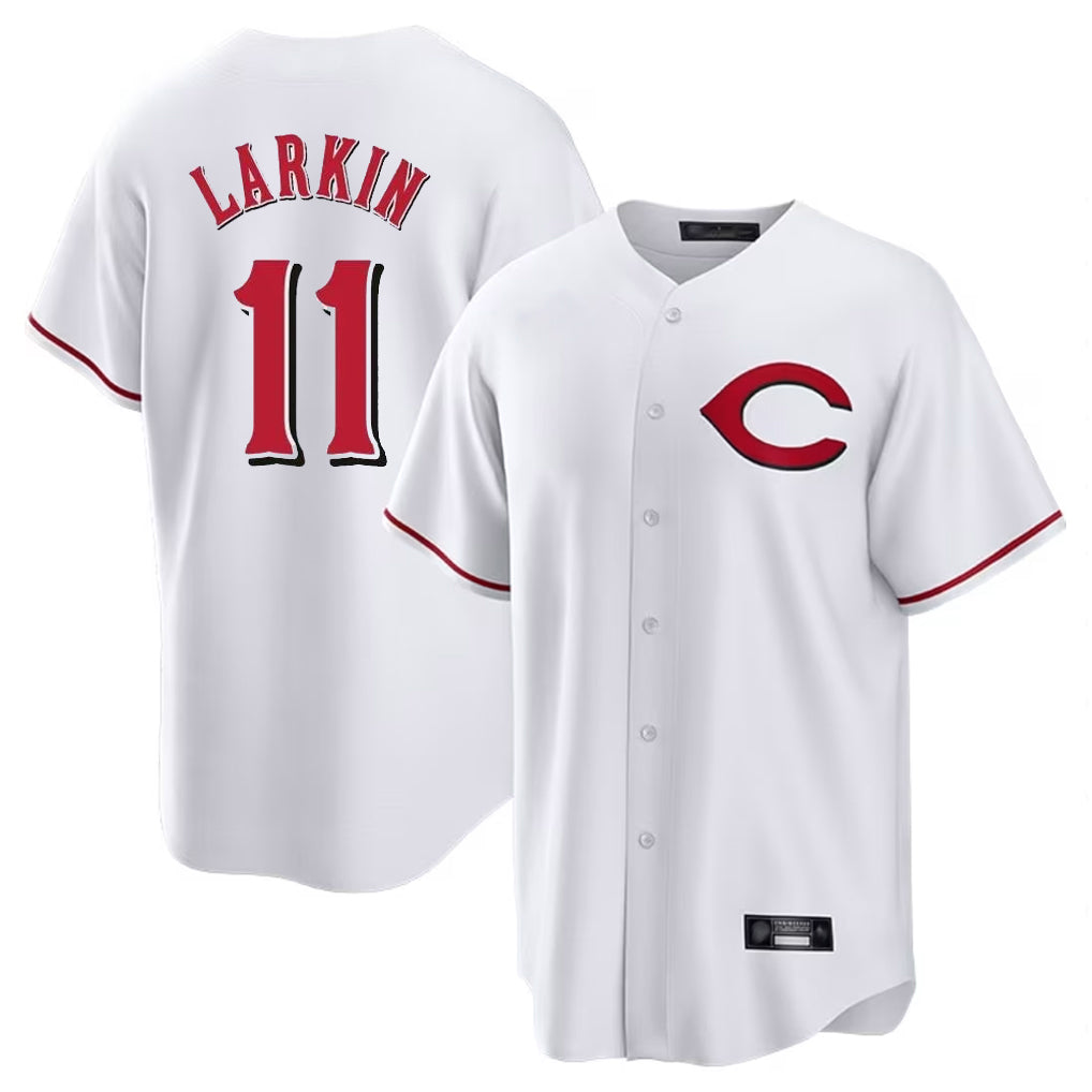 Boles C.Reds #11 Barry Larkin Player White Home Game Stitched Jerseys