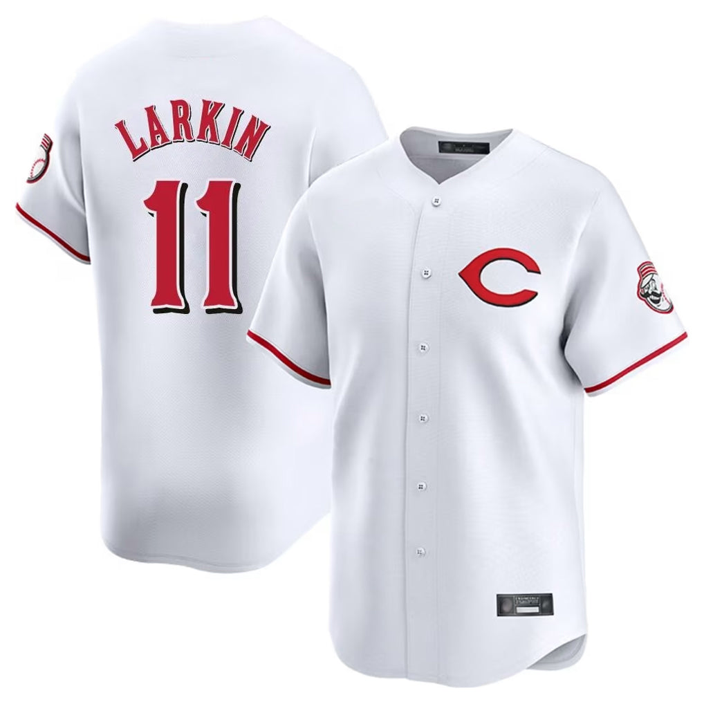 Boles C.Reds #11 Barry Larkin Player White Limited Home Stitched Jerseys